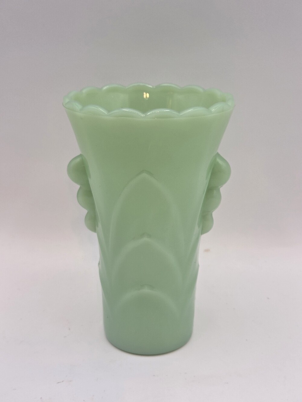 Vintage Anchor Hocking Fire King Jadeite Art Deco Vase